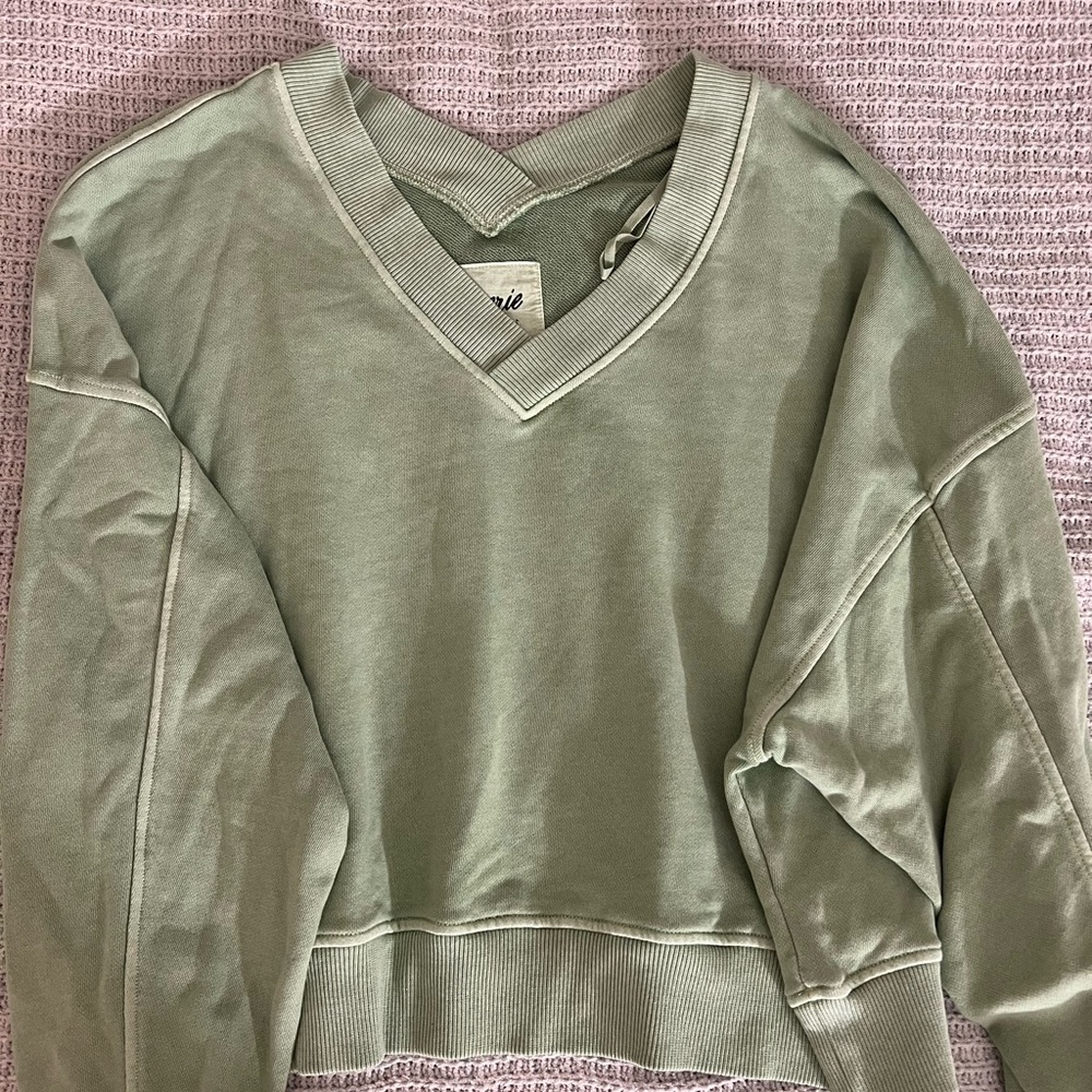 Aerie Sage Green Crewneck Sweater